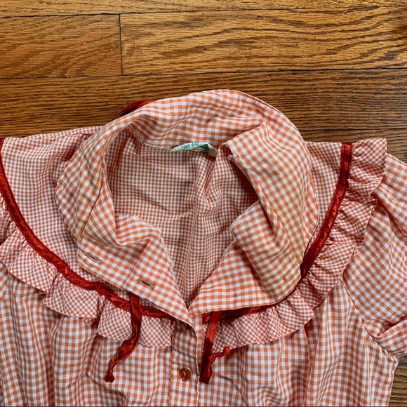 Vintage 70s 80s Sears Jr Bazaar Prairie Cottage Style Gingham Dress Size M/L - Picture 8 of 8